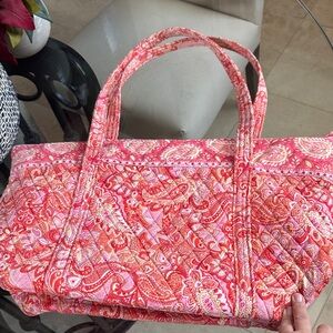 Vera Bradley Vibrant Pink and Orange Vera Tote